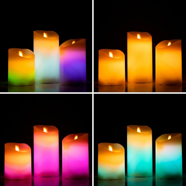 Multicolour Flame-Effect LED Candles with Remote Control Lendles InnovaGoods 3 Units